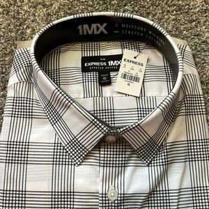 Express 1MX mens shirt size XL. White with black plaid. New